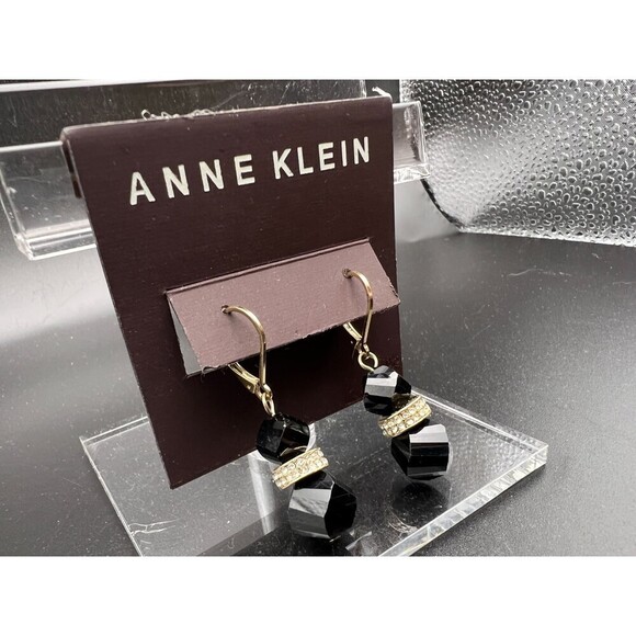 Anne Klein Black Facet Earrings - Picture 1 of 3